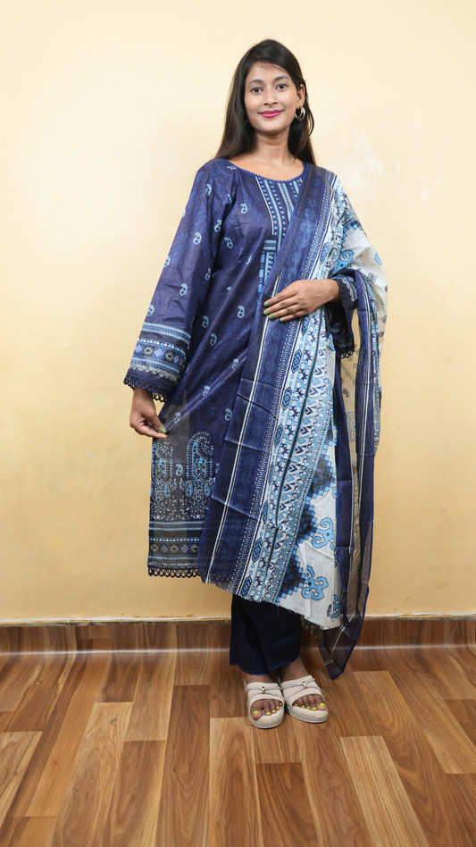 Royal Blue Essence Co-ord Lawn Suit