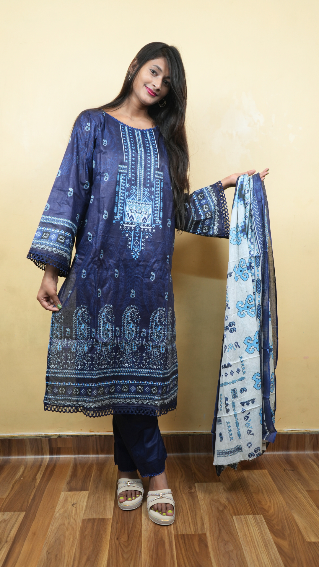 Royal Blue Essence Co-ord Lawn Suit