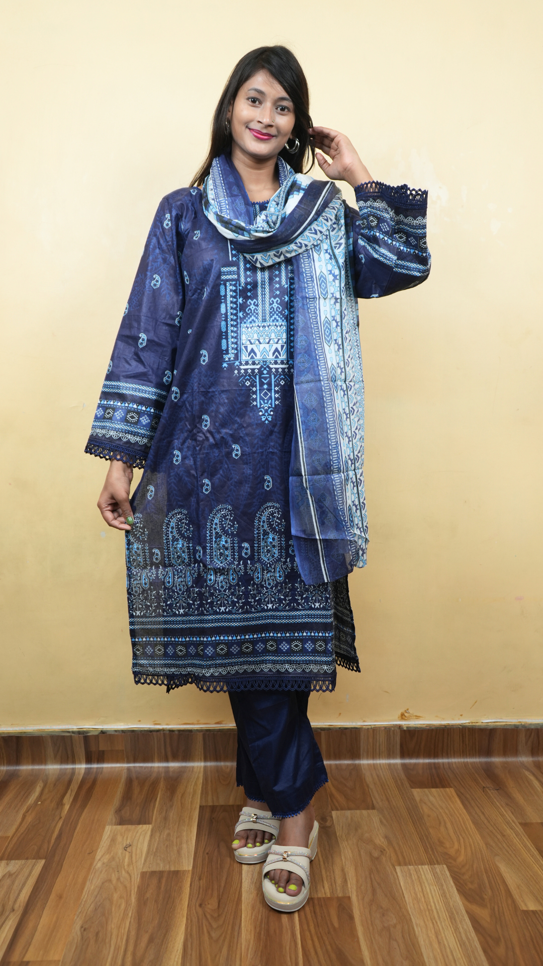 Royal Blue Essence Co-ord Lawn Suit