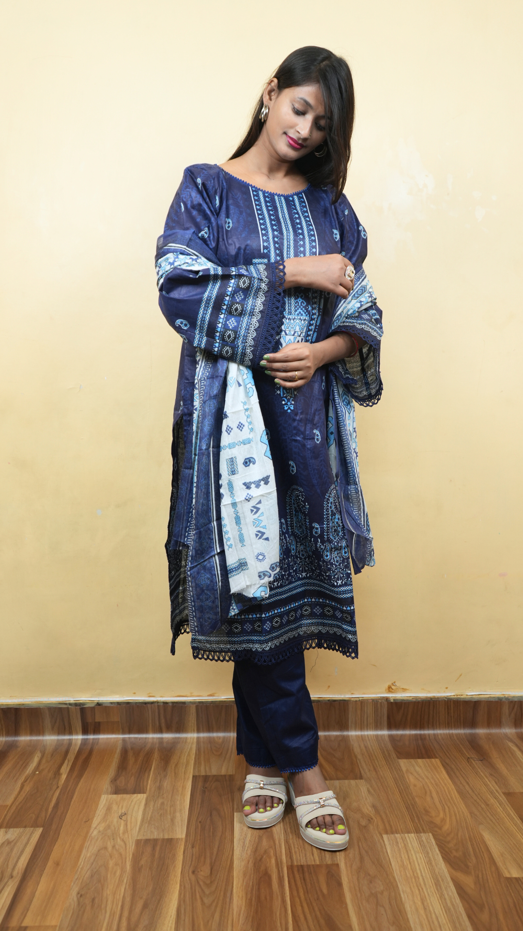 Royal Blue Essence Co-ord Lawn Suit
