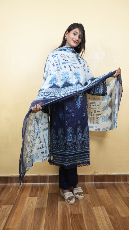 Royal Blue Essence Co-ord Lawn Suit